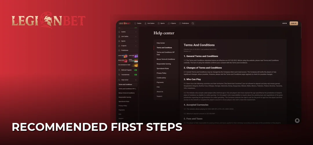 Recommended first steps